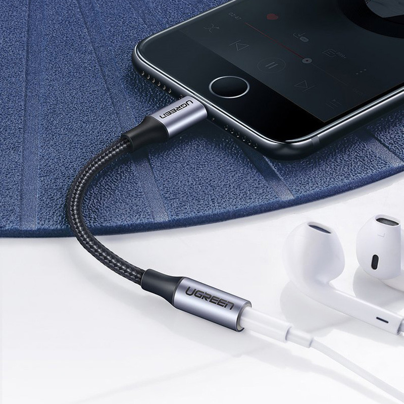 Перехідник Lightning --> 3.5 mm 10cm Headphone Jack Adapter Model US211 UGREEN Сірий Вінниця - фото 5