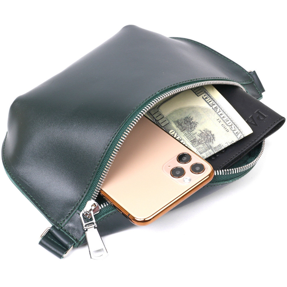 Кожаная женская сумка на пояс Shvigel 16390 Зеленый Киев - изображение 5