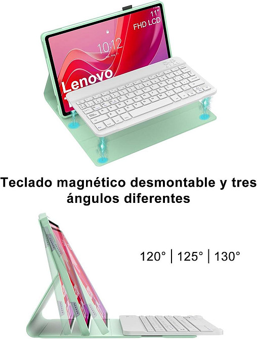 Чохол з Bluetooth клавіатурою для Lenovo Tab M11 2024 11" TB330FU, TB330XU, світло-зелений з тримачем для стилуса QWERTY Київ - фото 5