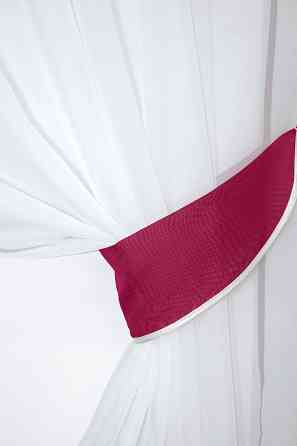 Кухонные шторы VR-Textil № 091к с ламбрекеном и подвязками бордовый с белым 270х170 см (50-594) Киев