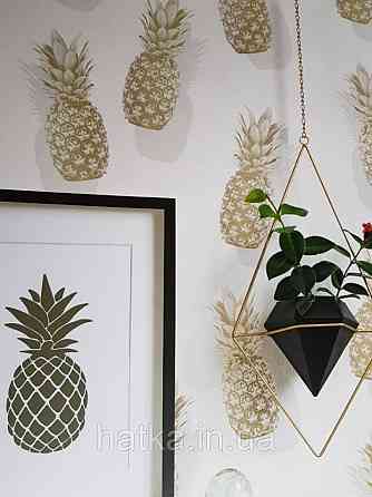 Шпалери вінілові на флізелін Marburg 82191 Giulia ананаси фрукти сірі коричневі на молочному Київ