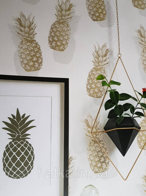 Обои виниловые на флизелине Marburg 82191 Giulia ананасы фрукты серые коричневые на молочном Киев - изображение 2