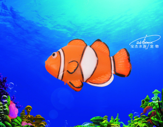 Рибка Клоун, помаранчевого кольору, силіконова та люмінісцентна (в темряві світяться), декор в акваріум), розмір 4*6 см Київ