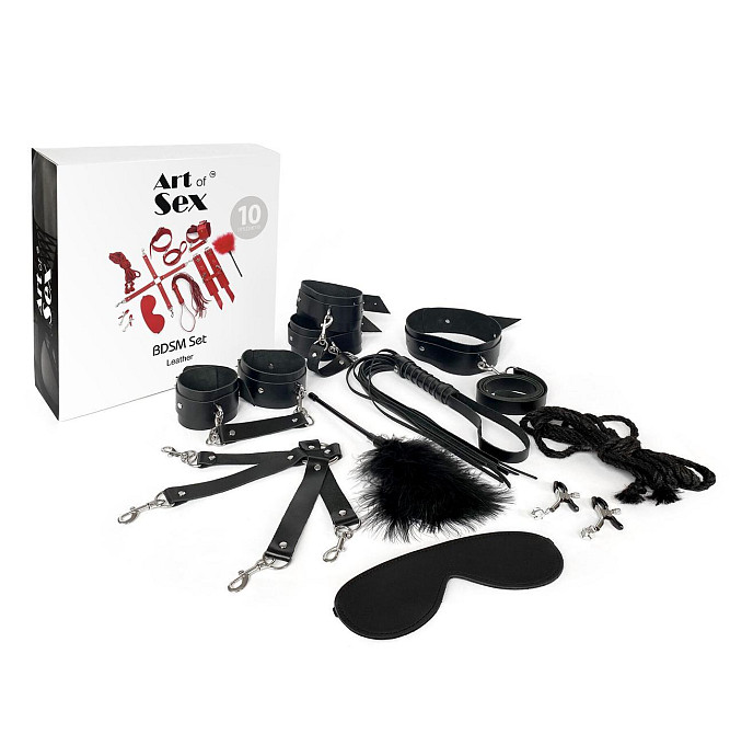 Набор BDSM Art of Sex – Set Leather, 10 предметов, черный, натуральная кожа Sex Aura Киев - изображение 3