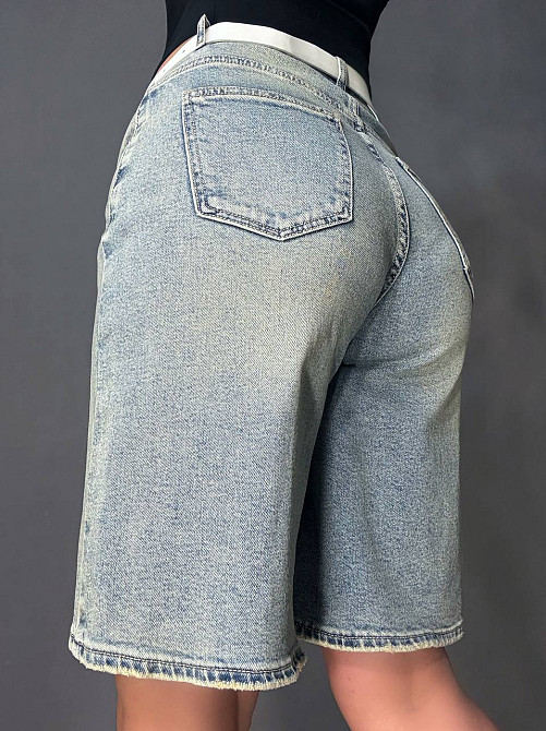 Шорти жіночі джинсові Liana 4-021 бермуди з ременем блакитні, блакитний, 28, 28, 76 см, 106 см Київ - фото 17