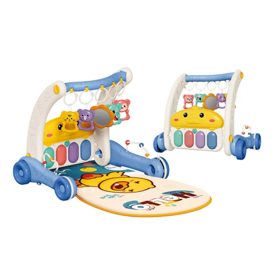 Музыкальный игровой коврик-ходунки с пианино, игрушками и зеркальцем, 2в1, голубой Каменец-Подольский