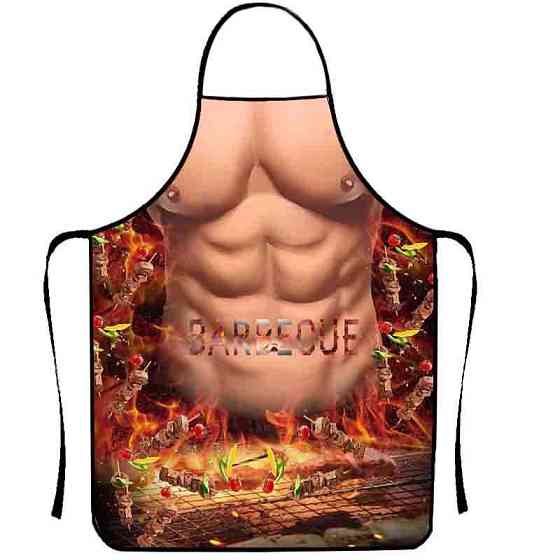 Фартух з приколом чоловічий для гриля та барбекю з торсом Barbecue кухонний Київ