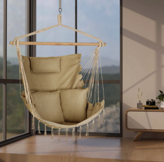 Бразильське крісло - гамак Outtec Boho Sois XXL бежевий Київ