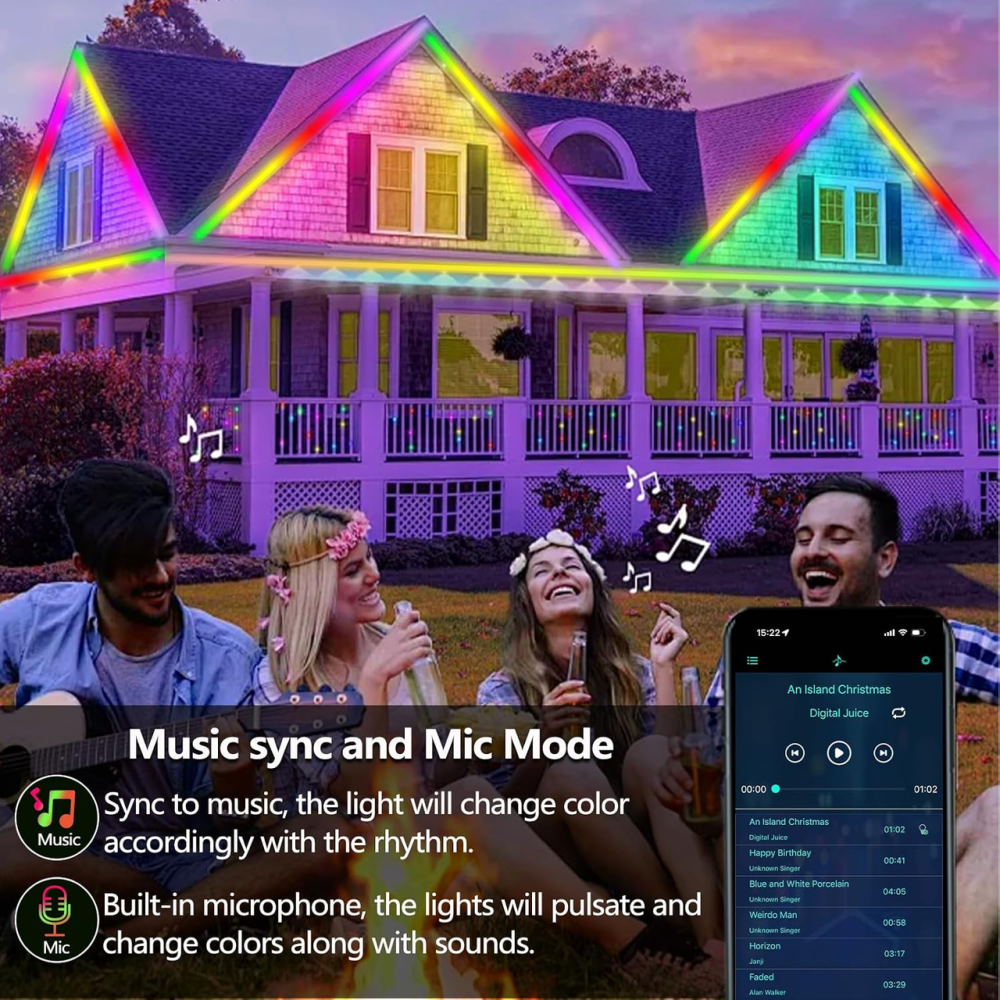 Уличная LED лента RGB+IC 15 м IP68, 24 В, Bluetooth, приложение Magic Lantern, пульт ДУ, синхронизация с музыкой Киев - изображение 4