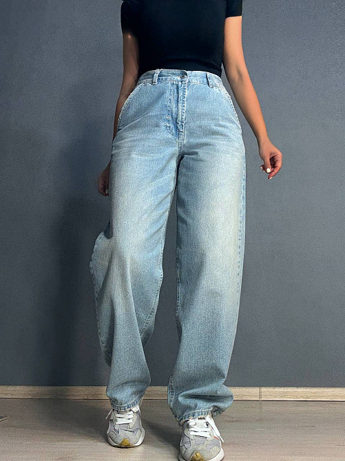 Джинсы женские Its Basic 3097 SKATER jeans широкие с косыми карманами голубые, голубой, 34, 34, 72 см, 102 см Киев - изображение 1