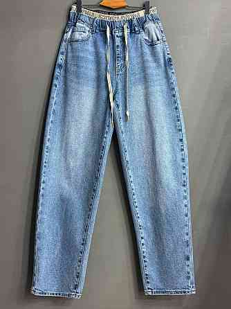 Джинси жіночі Liana 1-055 MOM з резинкою на талії великі розміри блакитні, блакитний, 4О, 40, 105 см, 130 см Київ