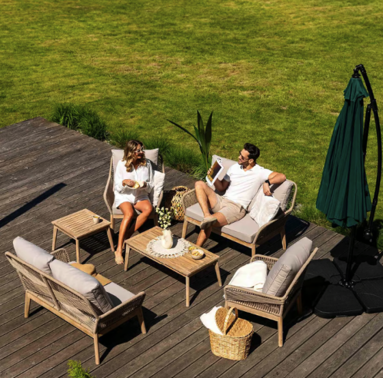 Комплект садових меблів для тераси, двору, балкона, набір столу та стільців для відпочинку Akaia Бежевий Київ