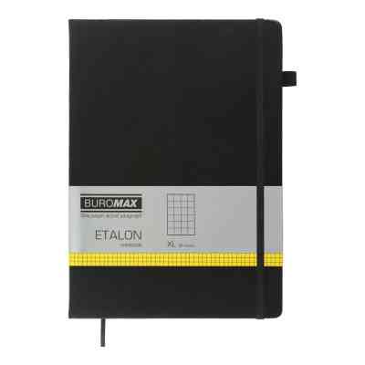Книга записна Buromax Etalon 210x295 мм 96 аркушів в клітинку обкладинка зі штучної шкіри Чорна (BM.294160-01) Вінниця
