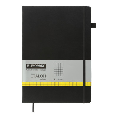Книга записна Buromax Etalon 210x295 мм 96 аркушів в клітинку обкладинка зі штучної шкіри Чорна (BM.294160-01) Вінниця - фото 1