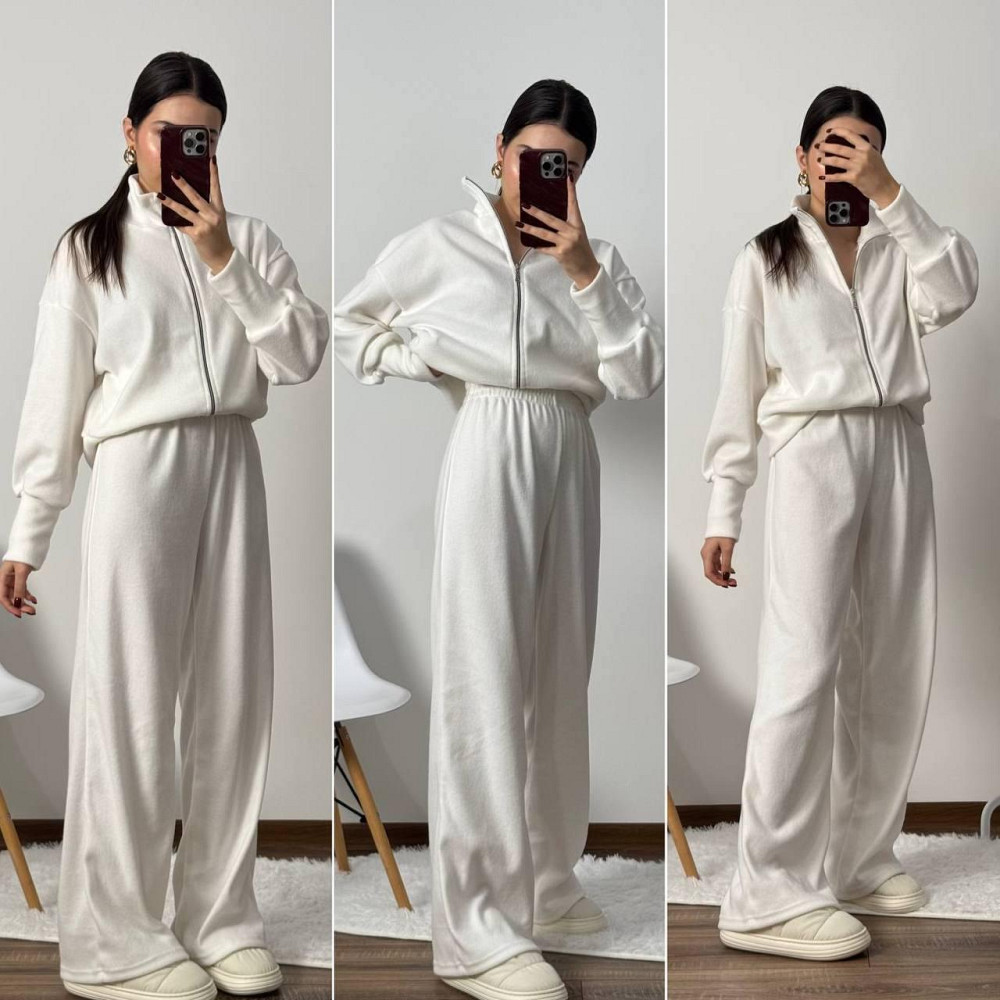 Женский теплый базовый костюм двойка: кофта и штаны турецкая ангора Молочный, 46/48 Одесса - изображение 1