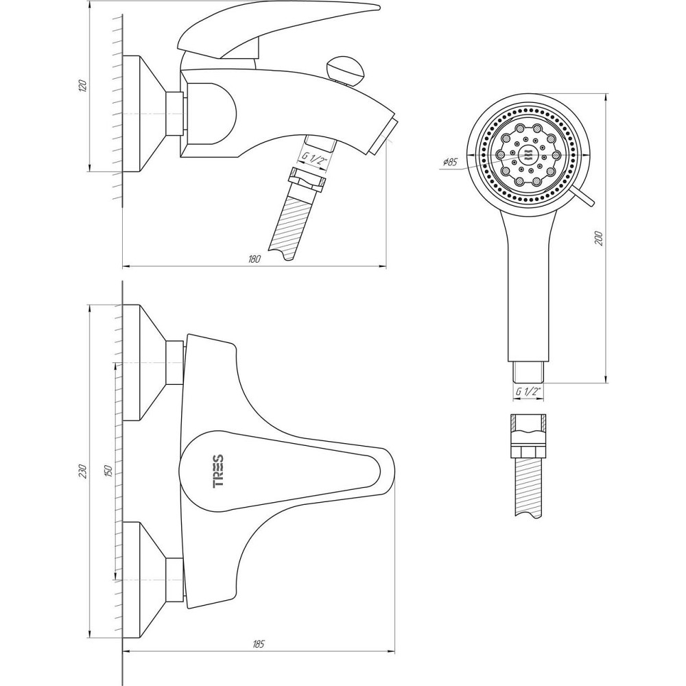 Змішувач для ванни TRES STYL 143574 (000004329) Київ - фото 2