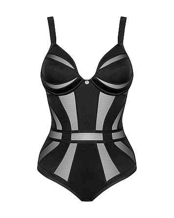 Боди с полупрозрачными вставками Chic Amoria Obsessive, черное, XS/S Sex Aura Киев