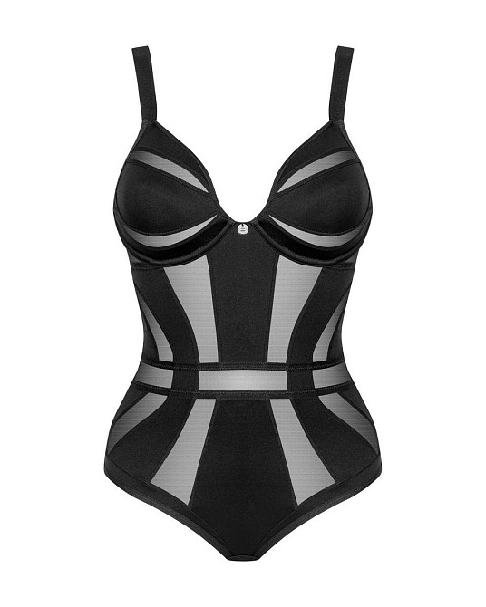 Боди с полупрозрачными вставками Chic Amoria Obsessive, черное, XS/S Sex Aura Киев - изображение 3