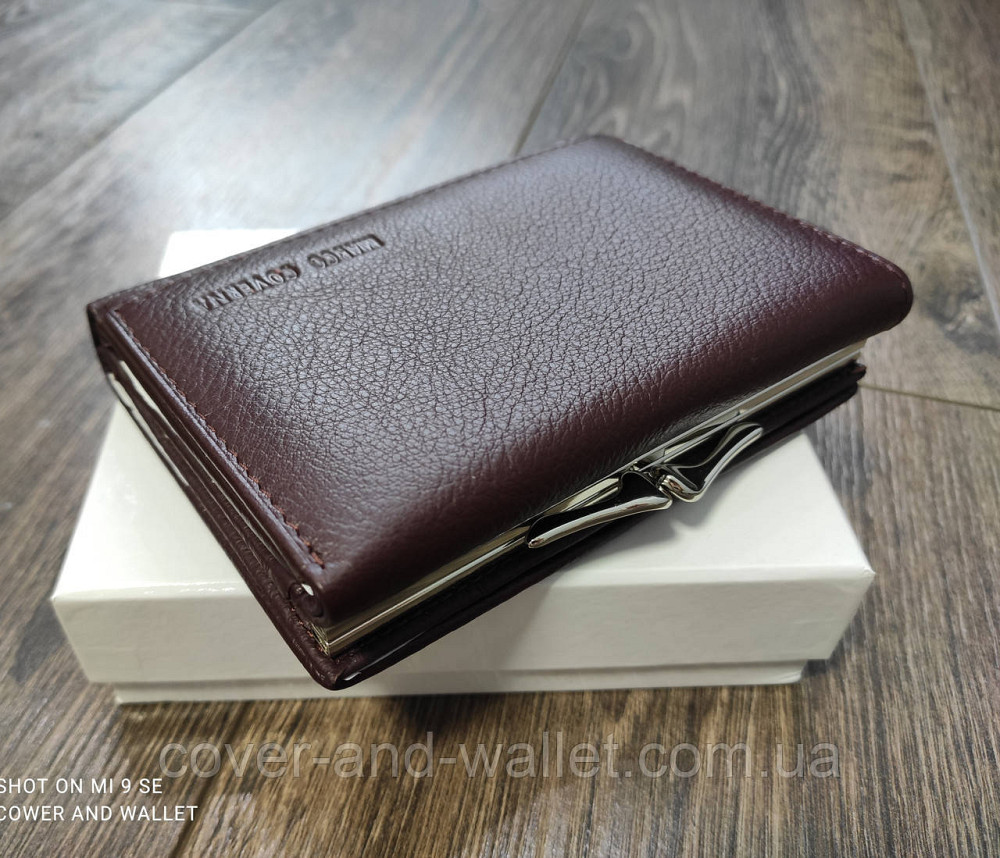 Женский кошелёк коричневого цвета в три сложения из кожи Marco Coverna Киев - изображение 2