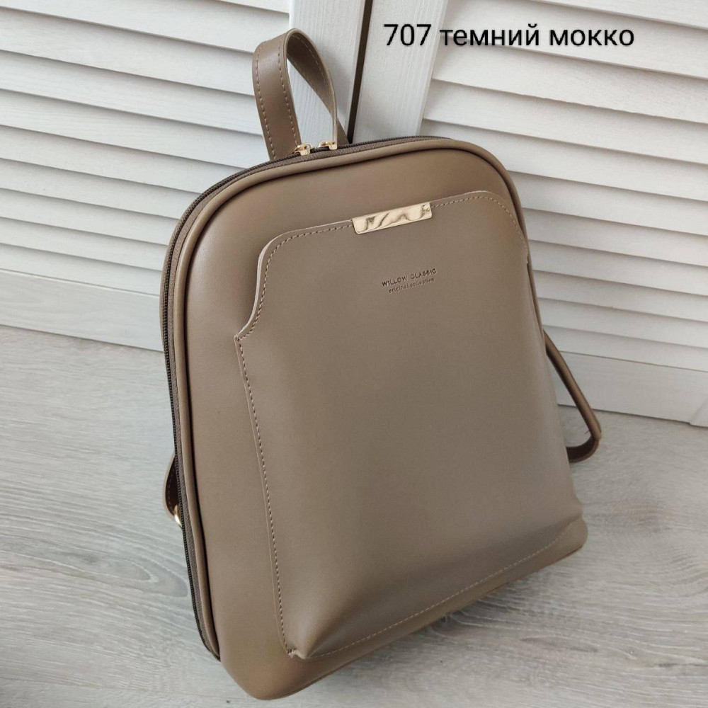 Брендовый женский рюкзак-сумка. Женский маленький брендовый рюкзак-сумка. Цвет Мокко 707 Киев - изображение 3