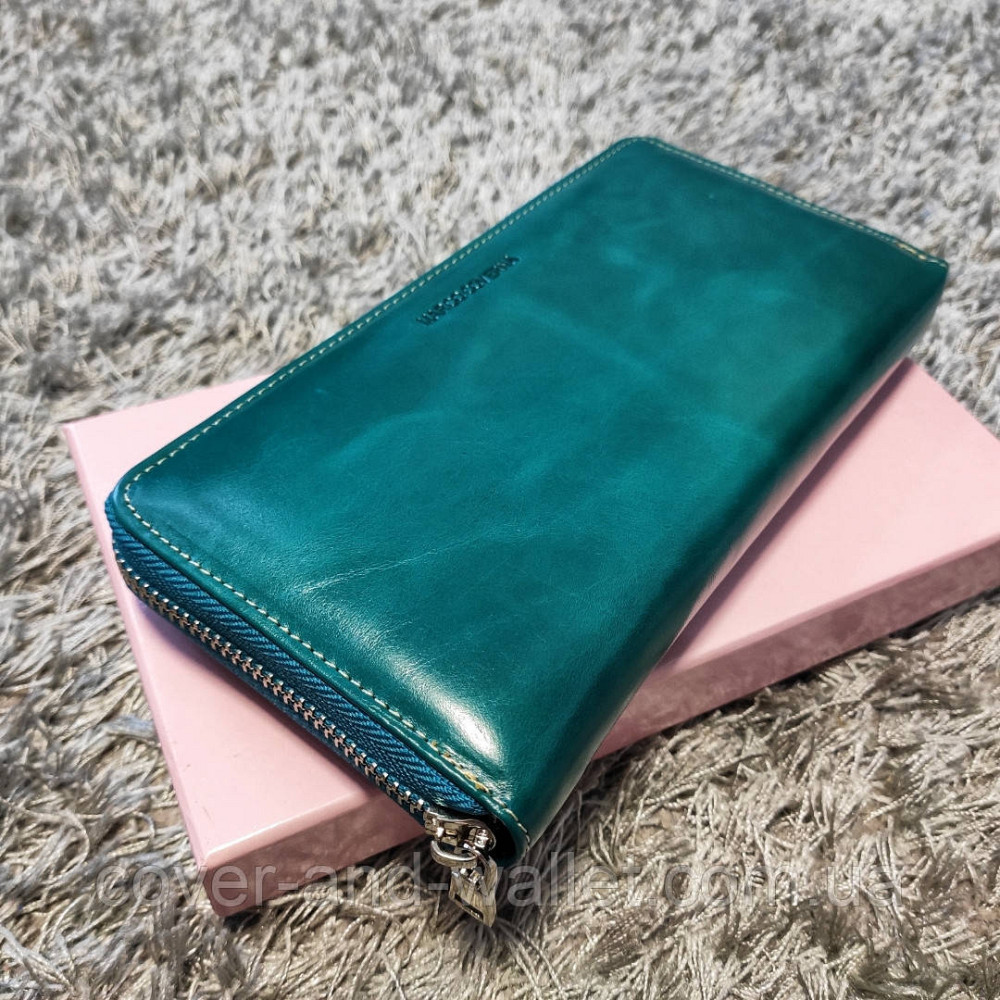 Бірюзовий шкіряний жіночий гаманець на блискавці Marco Coverna Київ - фото 8