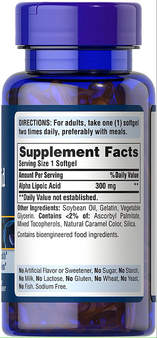 Альфа-ліпоєва кислота Puritan's Pride Alpha Lipoic Acid 300 mg 60 Capsules Луцьк - фото 2