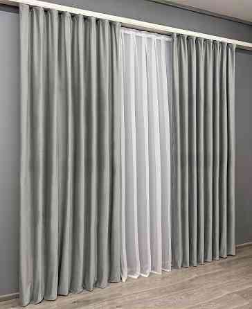 Комплект готовых штор VR-Textil Бархат № 1765ш Светло-серый 150х270 см 2 шт (33-0954) Киев