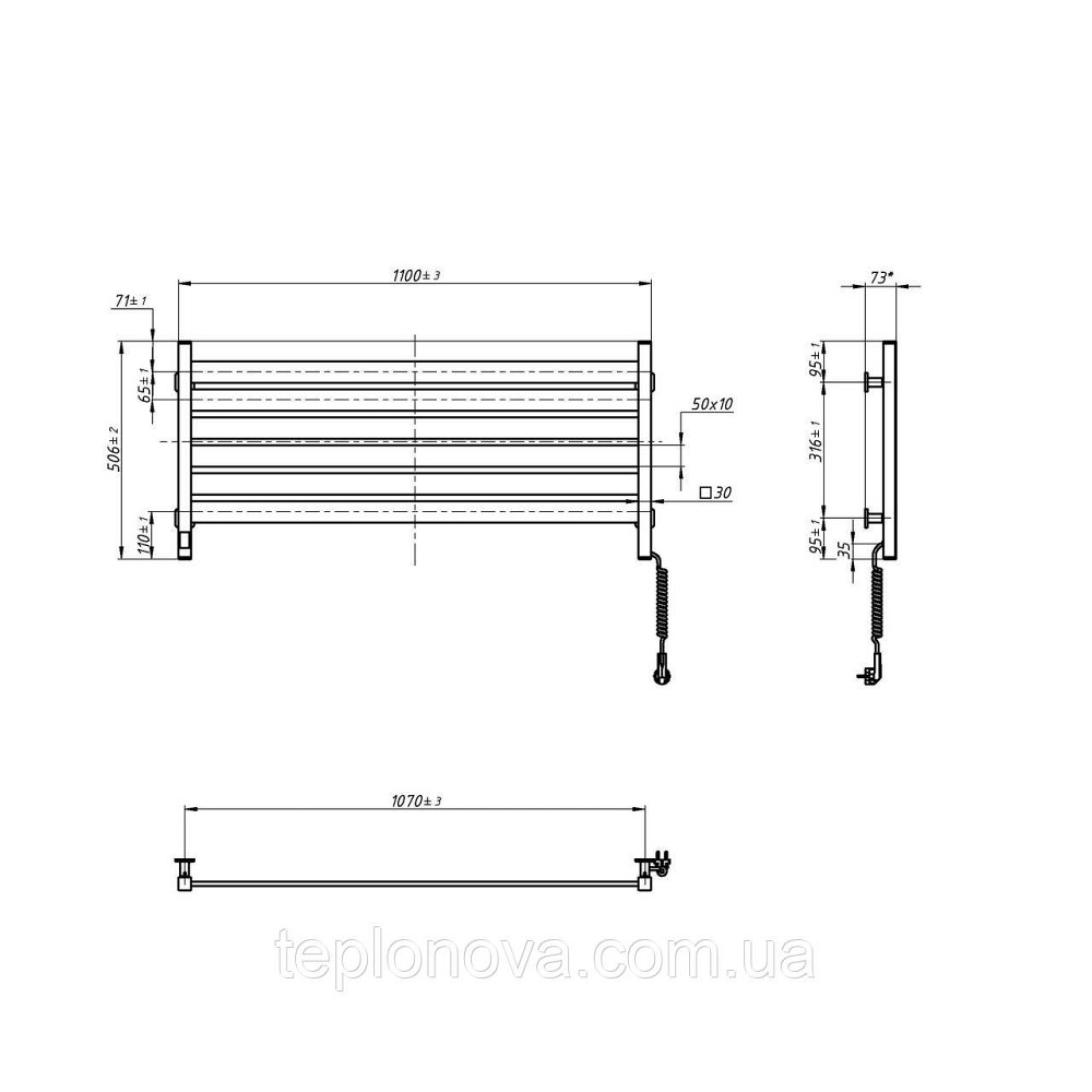 Електрична сушарка для рушників NAVIN Largo 1100х500 Sensor з Wi-Fi, широкий правосторонній, білий оксамит Чернівці - фото 8