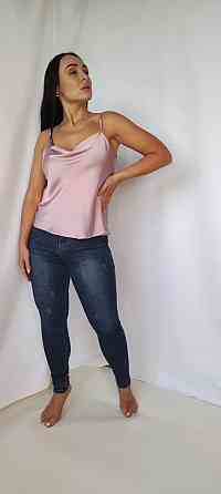 Базовая шелковая майка женская хомут Пудровый М Харьков