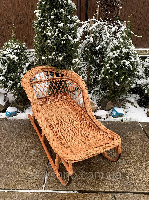 Санки плетеные из лозы с заплетенным сиденьем Киев - изображение 2
