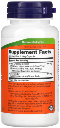 Кінський каштан та рутин Now Foods Horse Chestnut 90 капсул Київ