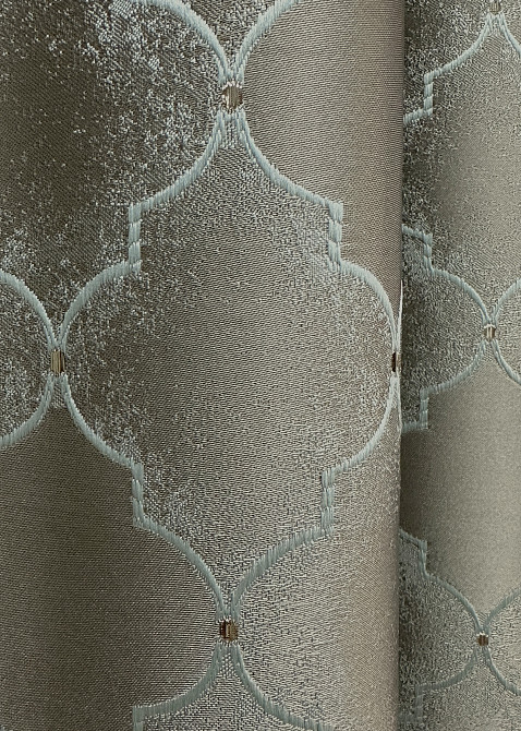 Комплект готовых штор VR-Textil Жаккард SAPFIR № 1753ш Серый с бирюзовым 150х300 см 2 шт (33-0710) Киев - изображение 8