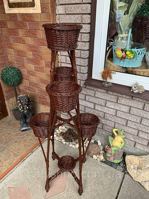Плетеная коричневая подставка для 6шт вазон или цветов Киев - изображение 3