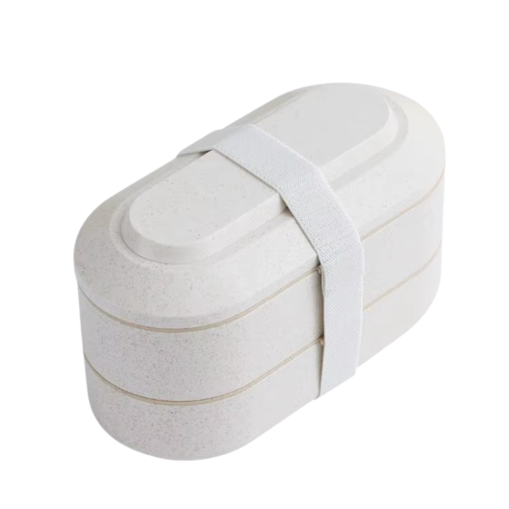 Контейнер, ланч-бокс для гарячої та холодної їжі з термосумкою, двоярусний для обіду зі столовими приборами, 900 мл, бежевий Кам'янець-Подільський