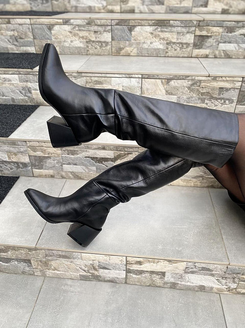 Чоботи жіночі TWO STEPS чорні натуральна шкіра зима каблук 7см висота 42см обхват 38-39см (4292 Коломия - фото 5