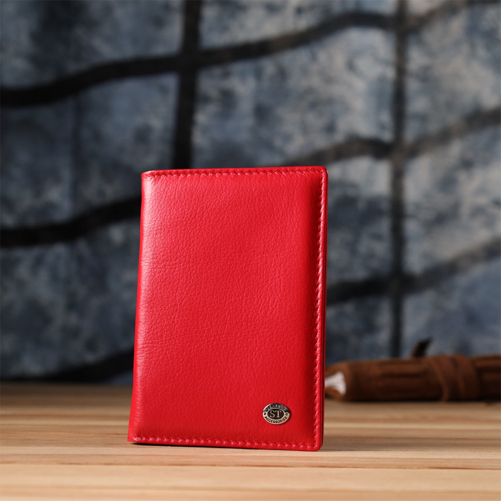 Яскрава обкладинка на паспорт універсального формату із натуральної шкіри ST Leather 23080 Червоний Київ - фото 8