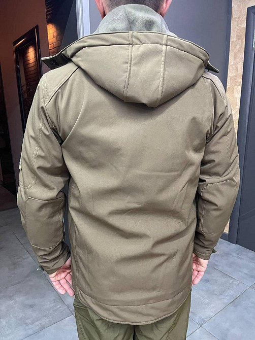 Куртка тактическая Softshell на флисе, цвет Олива, WOLFTRAP, размер L, зимняя флисовая куртка для военных Solmir Киев - изображение 3
