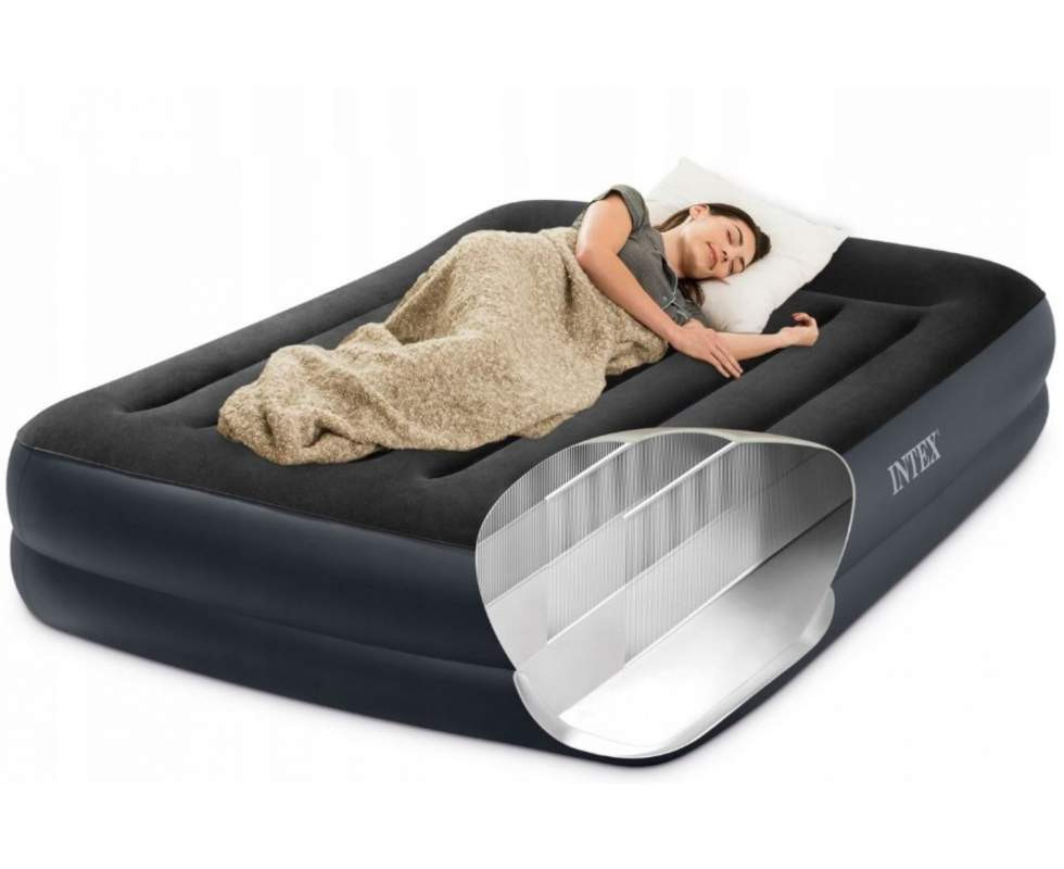 Надувне двоспальне ліжко Intex з вбудованим електронасосом та підголовником 203х152х42 см. Київ - фото 2