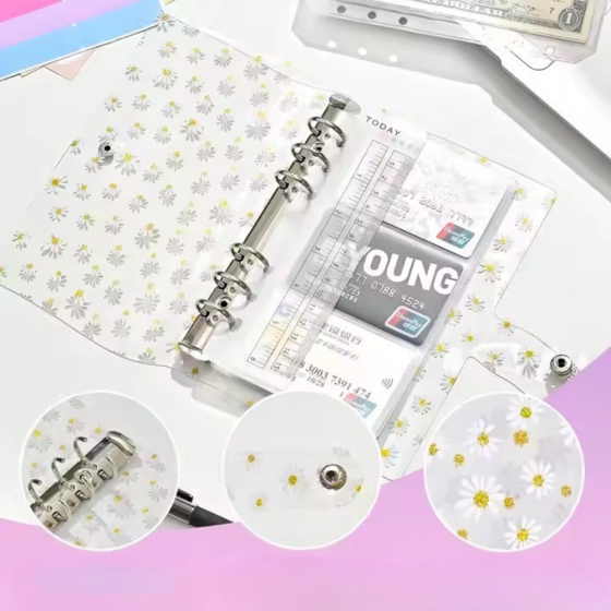 Блокнот-планер для финансов формат А6,планер бюджета и хранения денег,органайзер прозрачный с ромашками Каменец-Подольский