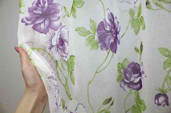 Тюль VR-Textil 1266т Flora Батист Білий з фіолетовим та салатовим 400х270 см (40-050) Київ