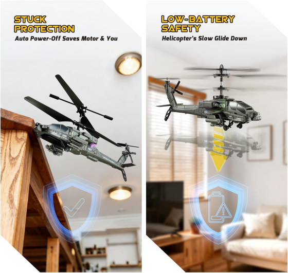 Радіокерований гелікоптер XIKOTEC RC 2,4 ГГц, 2 акумулятори, утримання висоти, автозліт і посадка, до 20 хв, зелений Київ