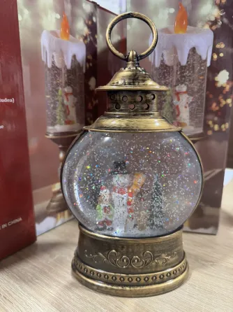 Hengda Снеговик Волшебный фонарь круглой формы "С анимацией" 26 см., новогодний светильник Київ