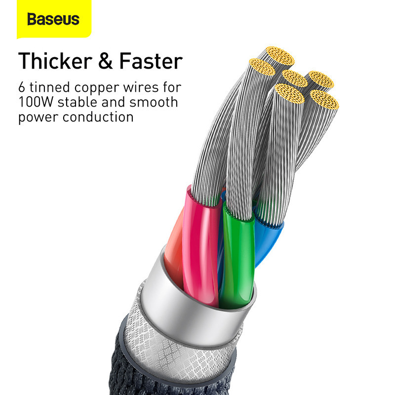 Кабель Baseus Crystal Shine Series Fast Charging Data Cable USB to Type-C 100W 2m Black Одеса - фото 10