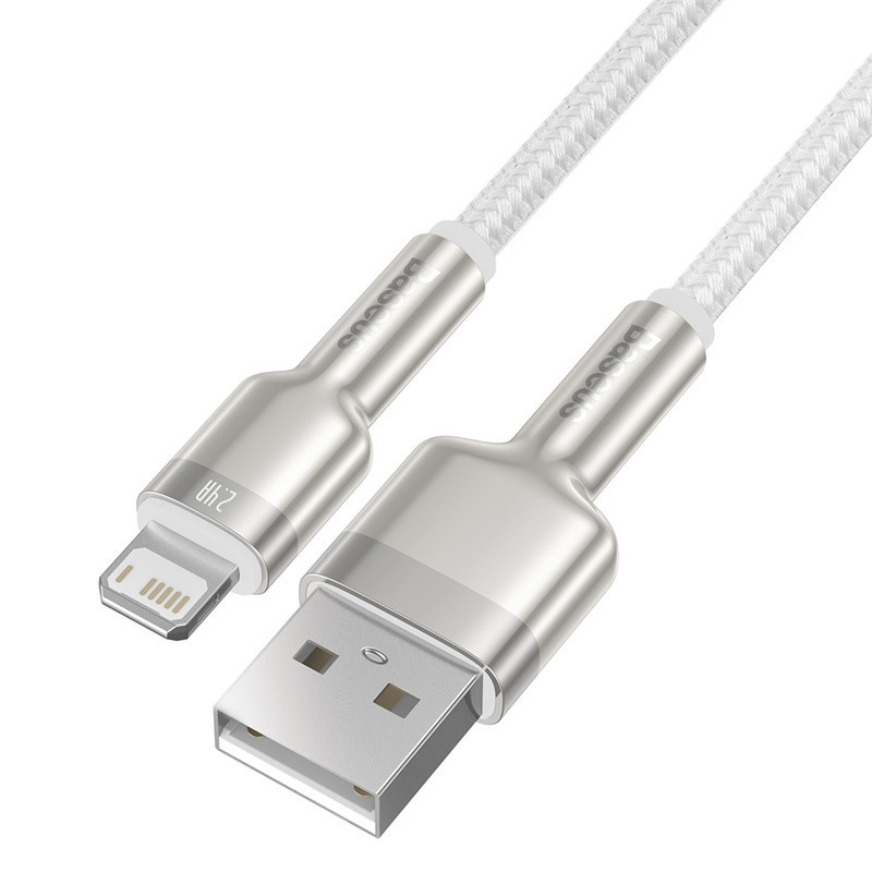 Кабель Baseus Cafule Series Metal Data Cable USB to IP 2.4A 2m White Одеса - фото 6