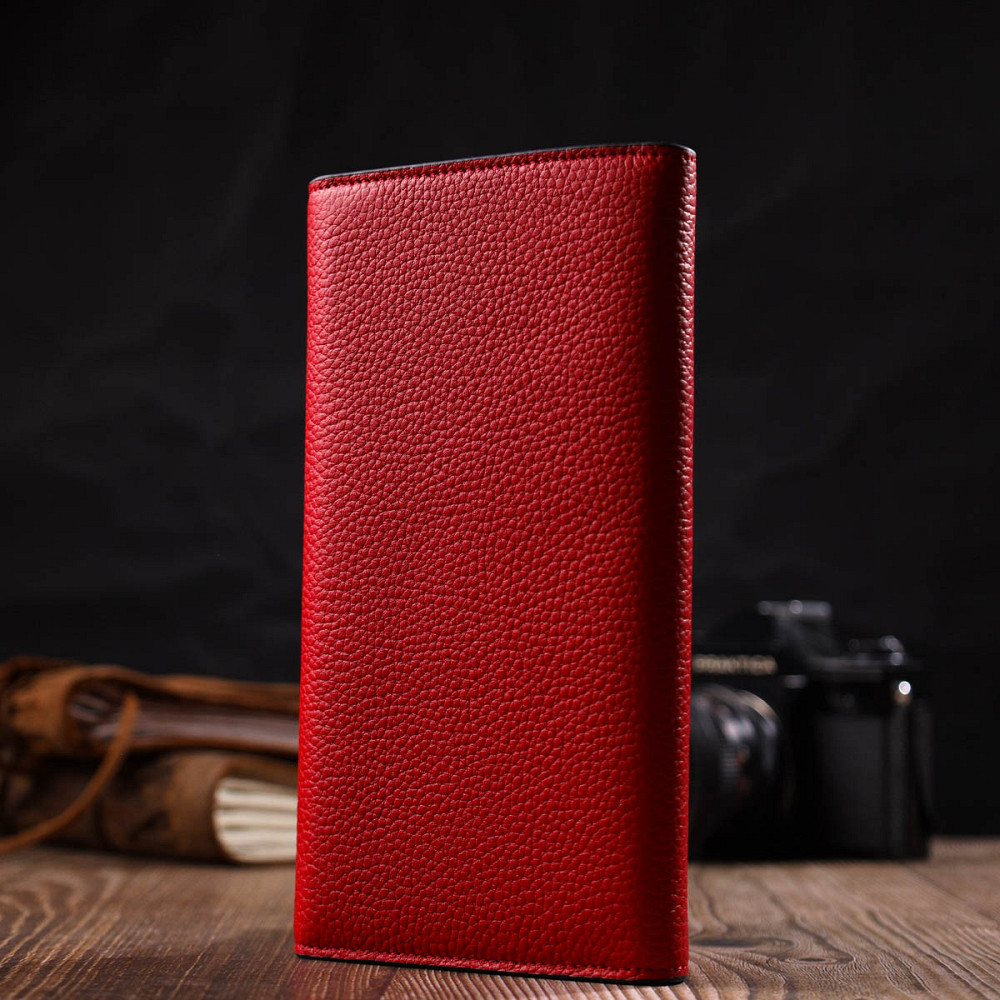 Комбинированное женское большое портмоне из натуральной кожи Красный (Tony Bellucci) Киев - изображение 3