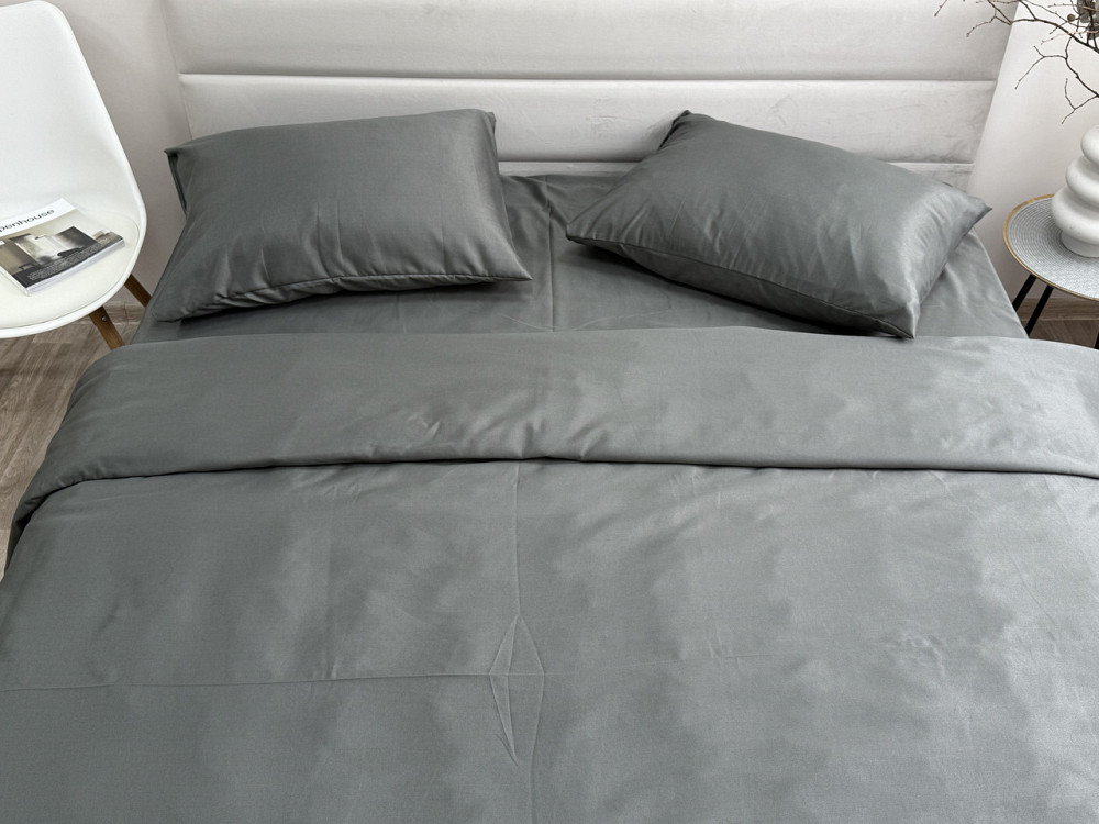 Ecotton Комплект постільної білизни Ecotton полуторний 150х215 см однотонний сірий Nid Grey Коломыя - изображение 8
