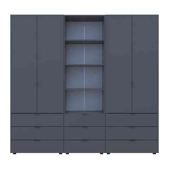 Шафа для одягу Doros Гелар Графіт 2+2ДСП з пеналом 215х49.5х203.4 (DRS-011916) Львів