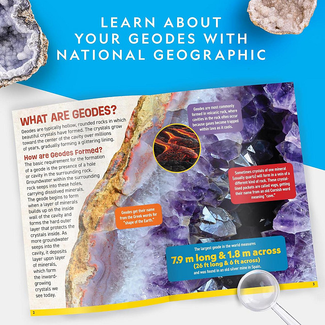 Научный набор для исследований STEM Геоды с 5 крупными кристаллами NATIONAL GEOGRAPHIC с 3 подставка Киев - изображение 7