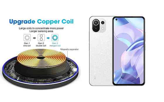Бездротовий зарядний пристрій Copper до 30W для Samsung Galaxy Note 20, Galaxy Note 20 Ultra, USB-C, LED Київ