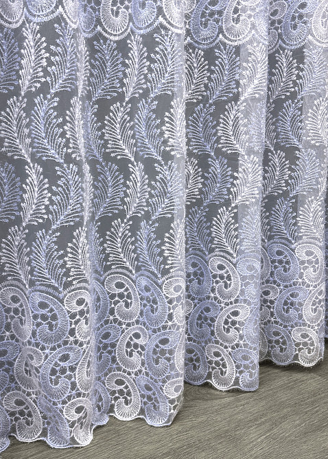 Тюль VR-Textil 1683т Органза с вышивкой Голубой с белым 300х270 см (42-0731) Киев - изображение 8